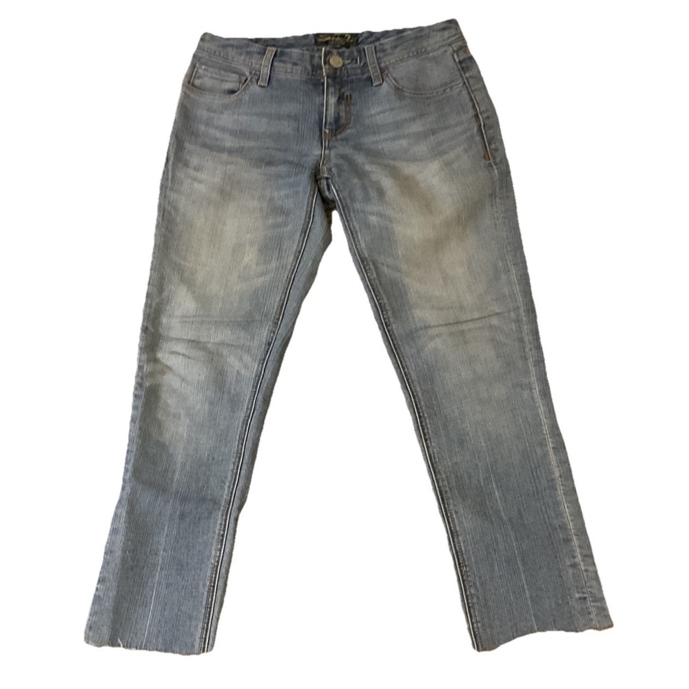 Seven7 Womens Straight Leg Rough Hem Jeans Size 26‎ X 25 Blue